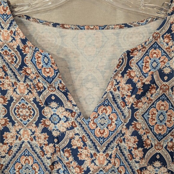 Romanstii Women's 2XL Tunic Bohemian Floral Geometric Print Long Sleeve V-Neck - Picture 11 of 12